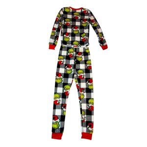 The Grinch Kids Christmas Pajama Set Siz 6 Plaid & Character Print Snug-fitting